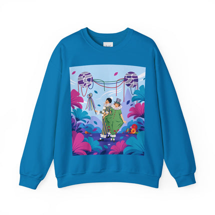 🎭🌸 The Garden Masquerade Crewneck Sweatshirt – Art Deco Floral Whimsy