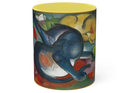 Two Cats, Blue and Yellow by Franz Marc Colorful Mugs, 11oz