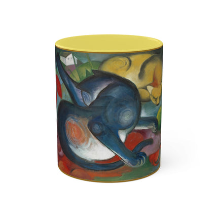 Two Cats, Blue and Yellow by Franz Marc Colorful Mugs, 11oz