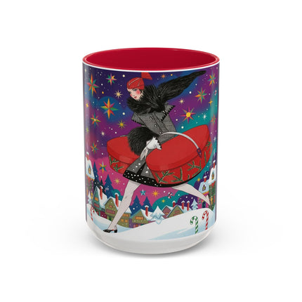 🎁✨ The Lady Of The Christmas Hatbox Colorful Mug – Art Deco Holiday Fantasy