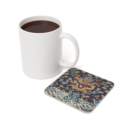 Rank Badge with Dragon with Deer Hooves Cork Back Coaster