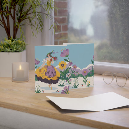 🌼❄️ The Lady Of The Snowdrop Garden Greeting Card – Art Deco Holiday Fantasy