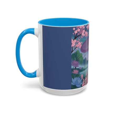 The Lady Of The Cherry Blossoms Colorful Mugs – Art Deco Spring Elegance