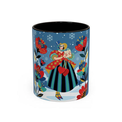 ❤️❄️ The Winter Heart Messenger Colorful Mug – Art Deco Snow Garden Fantasy