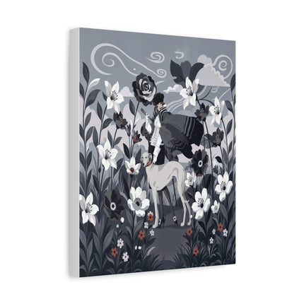 🖤🌸 The Greyhound Floral Promenade Placemat – Art Deco Monochrome Fashion