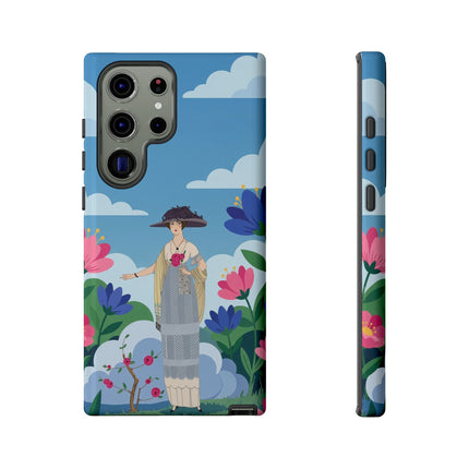 🌸🎩 The Lady Of The Grand Flower Garden Phone Case – Art Deco Fashion Illustration