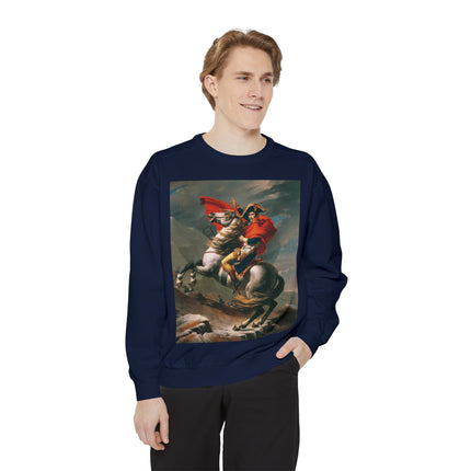 Napoleon Crossing the Alps by Jacques-Louis David Unisex Garment-Dyed Sweatshirt