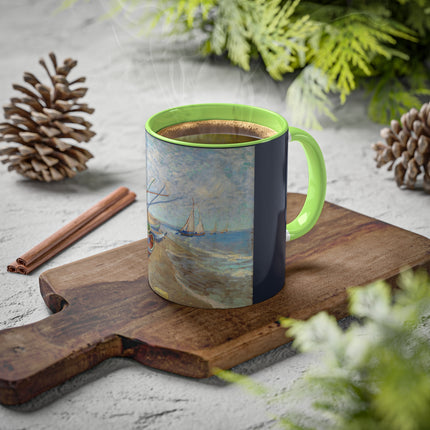 Fishing Boats on the Beach at Saintes-Maries by Vincent Van Gogh Colorful Mugs, 11oz