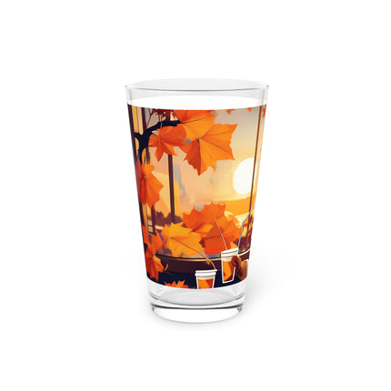 Bengal Cat at a Cozy Autumn Café Glass, 16oz