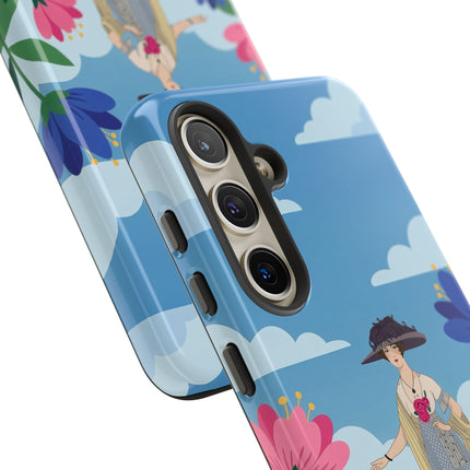 🌸🎩 The Lady Of The Grand Flower Garden Phone Case – Art Deco Fashion Illustration