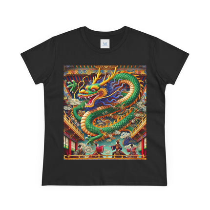 Tibetan Dragon Over Kabuki Duel Cotton Tee