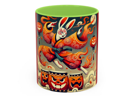 Jack-O’-Lantern Drums & The Kabuki Rabbit Colorful Mugs (11oz, 15oz)