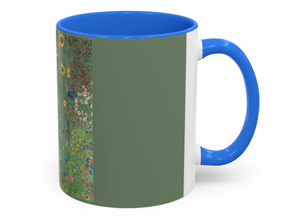 Farm Garden with Sunflowers by Gustav Klimt Colorful Mugs (11oz, 15oz)
