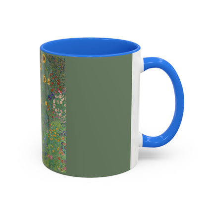 Farm Garden with Sunflowers by Gustav Klimt Colorful Mugs (11oz, 15oz)