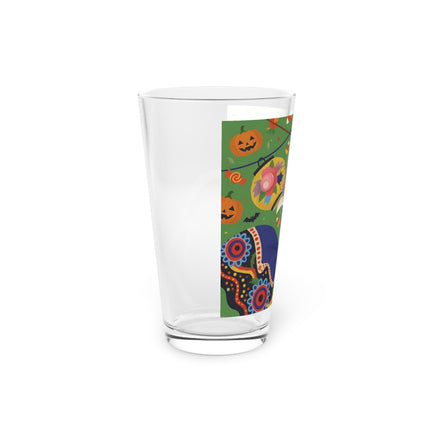 🏮🎃 The Lady Of Halloween Lanterns Glass, 16oz – Colorful Art Deco Halloween Charm