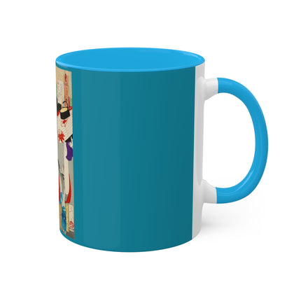 Looking Observant; The Appearance of a Kyoto Waitress of the Meiji Era by Tsukioka Yoshitoshi Colorful Mugs, 11oz