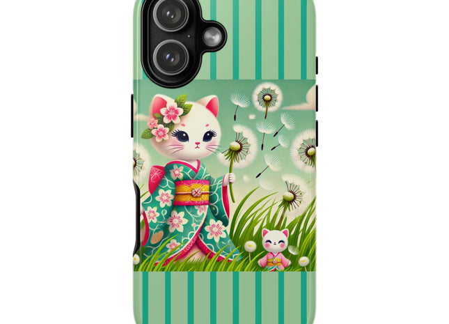 Geisha Kitten and the Dandelion Phone Cases
