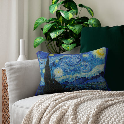 The Starry Night by Vincent Van Gogh Spun Polyester Lumbar Pillow