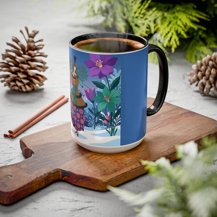 🌹❄️ The Holly Rose Of Winter Colorful Mug – Art Deco Christmas Garden