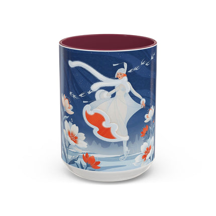 ❄️⛸️ The Winter Skater’s Flight Colorful Mug – Art Deco Floral Fantasy