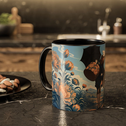 ☔🌸 The Grand Floral Journey Colorful Mug – Art Deco Travel Elegance