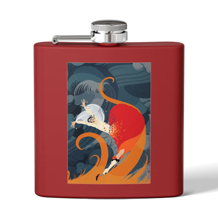 Flame of the Tempest Stainless Steel Flask – Fiery Storm & Dramatic Elegance