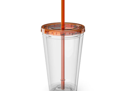 Samurai Kitten Sunsplash Tumbler with Straw, 16oz