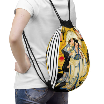 Golden Embrace Drawstring Bag