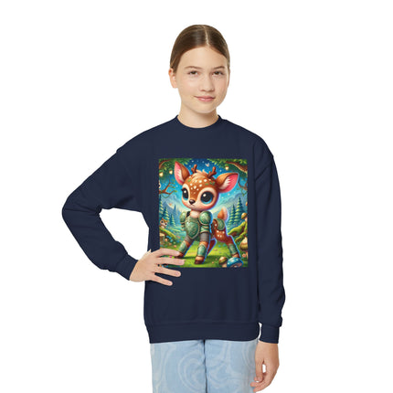 Fawn Defender Youth Crewneck Sweatshirt – Woodland Courage & Gentle Strength