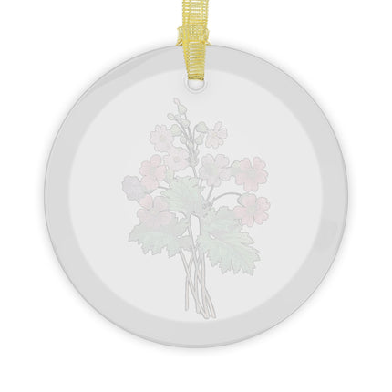 Chinese Primrose botanical illustration by Pierre-Joseph Redouté Glass Ornament