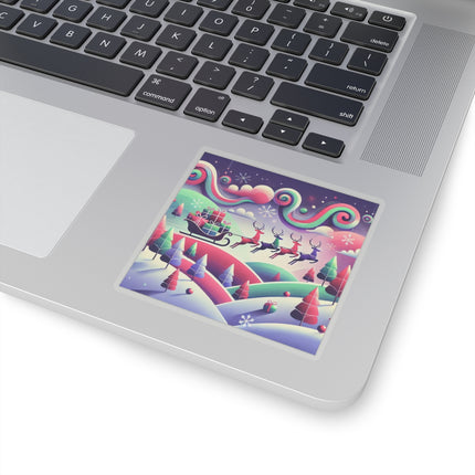 Festive Reindeer Flight Kiss-Cut Stickers (4 Sizes)