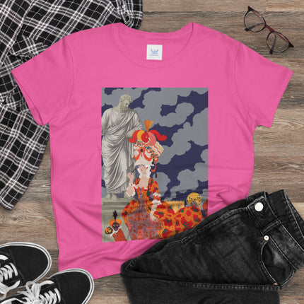 Rococo Grandeur Women's Midweight Cotton Tee – Opulent Elegance & Theatrical Charm
