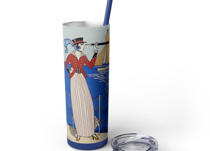 Costume de Yacht by George Barbier Skinny Tumbler with Straw, 20oz
