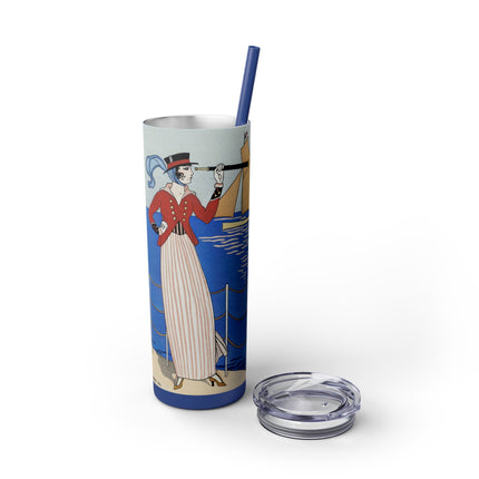 Costume de Yacht by George Barbier Skinny Tumbler with Straw, 20oz
