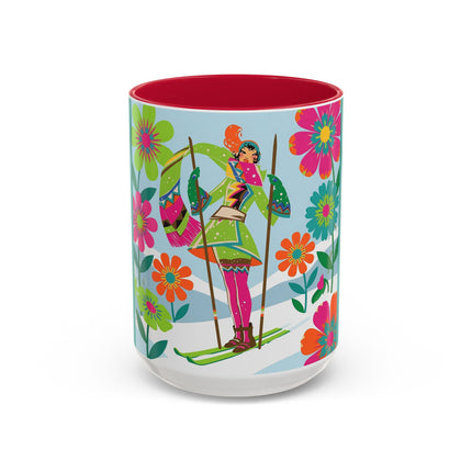 🎿🌸 The Winter Flower Adventurer Colorful Mug – Colorful Ski Fantasy