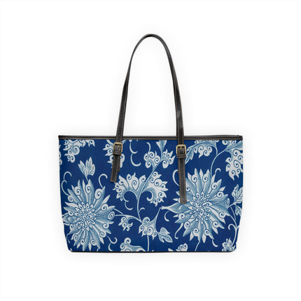 Blue Flower Pattern by Owen Jones PU Leather Shoulder Bag