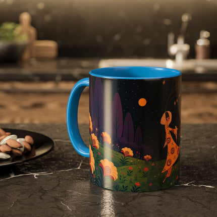 🌙🌼 The Moonlit Floral Dancer Colorful Mug – Art Deco Garden Fantasy