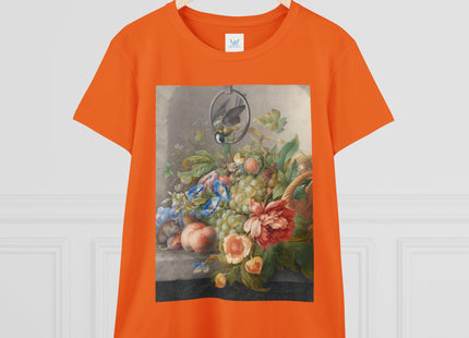 Still Life With Flowers, Fruit, A Great Tit And A Mouse by Herman Henstenburgh Women's Midweight Cotton Tee