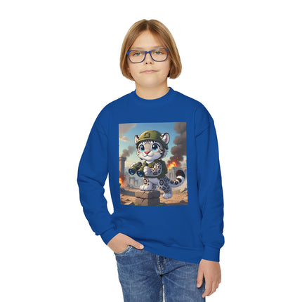 Snow Leopard Lookout Youth Crewneck Sweatshirt – Courage, Curiosity & High-Altitude Adventure
