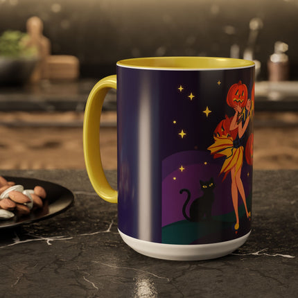 🎃🕯️ Moonlit Pumpkin Masquerade Colorful Mug – Whimsical Halloween Charm