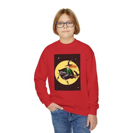 A Witch’s Moonlit Flight Youth Crewneck Sweatshirt