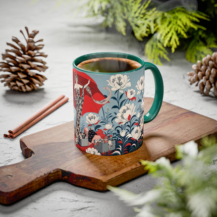 ❤️🌺 The Scarlet Parasol Spectacle Colorful Mug – Art Deco Fashion Elegance