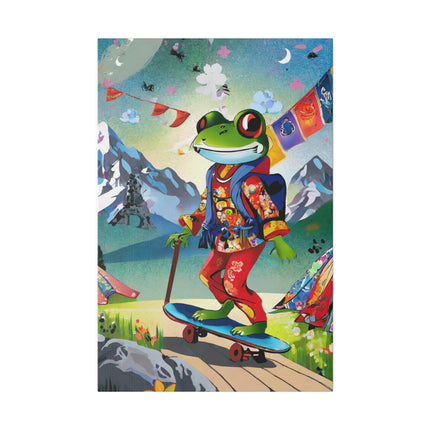 Skateboarding Frog Matte Canvas, Stretched, 0.75"