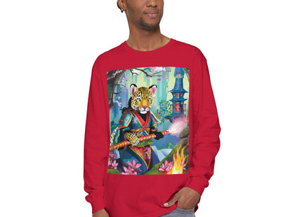 Cyberpunk Leopard Garment-dyed Long Sleeve T-Shirt