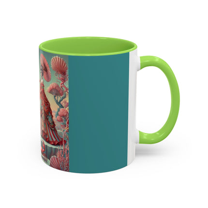 Cherry Blossom Courtesans & Crimson Crab Colorful Mug – Imperial Elegance & Playful Charm
