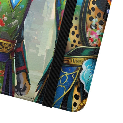 🐆🦜 Cybernetic Duets Flip Case – Neon Elegance & Digital Harmony