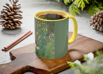 Farm Garden with Sunflowers by Gustav Klimt Colorful Mugs (11oz, 15oz)