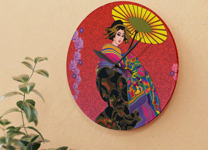 Enchanting Geisha Acrylic Wall Clock