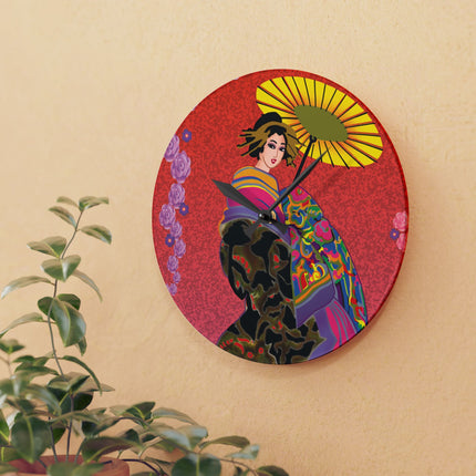 Enchanting Geisha Acrylic Wall Clock