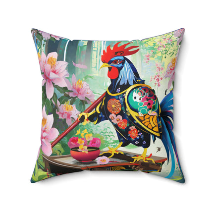 Cyberpunk Rooster Spun Polyester Square Pillow